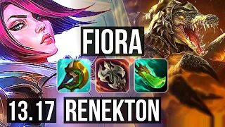 FIORA vs RENEKTON (TOP) | 3.0M mastery, 9/1/5, 500+ games, Godlike | NA Master | 13.17