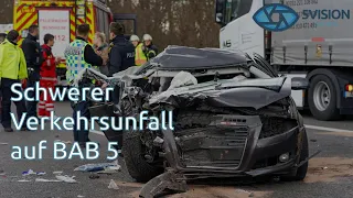 Bensheim: Schwerer Verkehrsunfall auf A5 - Zwei Rettungshubschrauber im Einsatz
