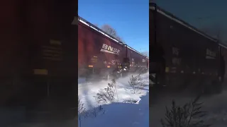 Fast Csx grain train thru the snow short