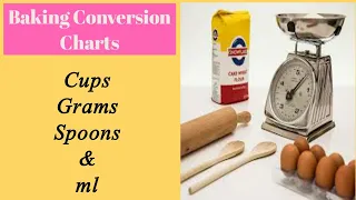 Baking Conversion Chart/ cups, spoons, grams and ml | Only Bakes