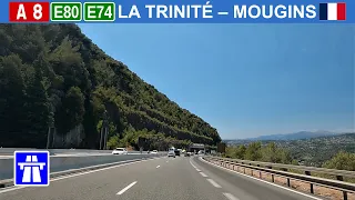 Driving in France. 🇫🇷 Autoroute A8 La Provençale from Nice to Cannes. 4K