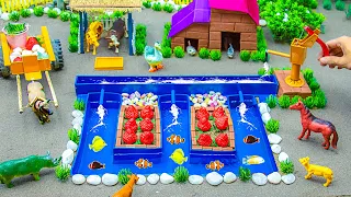 DIY tractor Farm Diorama with Aquarium & Strawberry Garden | House for Cow | Supply Water for Animal