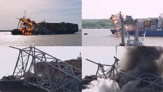 Spectacular: Explosion of Bridge Frame on MV Dali Ship