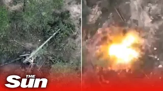Ukrainain Artillerymen destroy Russian 2A36 "Hyacinth-B" cannon