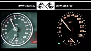 BMW 320d E92 VS. BMW 116d F20 - Acceleration 0-100km/h