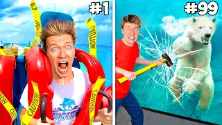 BREAKING 100 RULES IN 24 HOURS!! Busting Myths, Breaking Laws & Destroying Dates vs Pranks