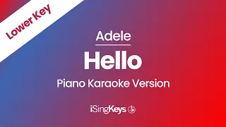 Hello - Adele - Piano Karaoke Instrumental - Lower Key