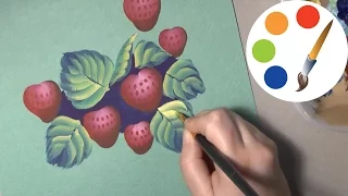 One stroke, Painting a strawberry, Роспись клубники двойным мазком, irishkalia