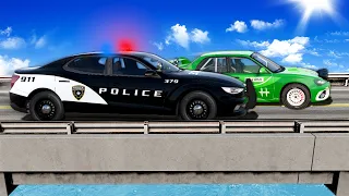 RACE ACROSS BRIDGE TO ESCAPE POLICE! (BeamNG)