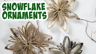 Snowflake Ornaments from Toilet Paper Rolls