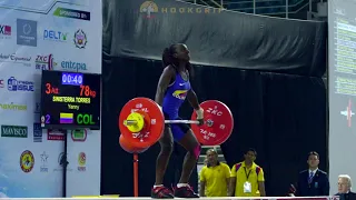 Yenny Sinisterra (53) - 78kg Snatch @ 2016 Youth Worlds