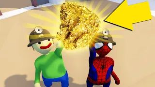 Baldi and Spiderman go MINING FOR GOLD In Human Fall Flat! (New Level)