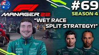 F1 MANAGER 22 | WET RACE: SPLIT STRATEGY! | Aston Martin CAREER MODE #69 | F1 Manager 2022