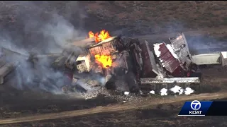 Evacuations ordered after train derails and catches fire west of Gallup, New Mexico