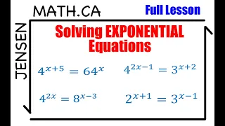 7.1 Solving EXPONENTIAL Equations (full lesson) | grade 12 MHF4U | jensenmath.ca