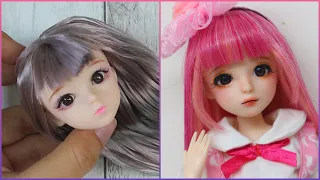 AMAZING BARBIE HAIRSTYLES COLORING~ DOLL WIG MAKING~ DOLL MAKEOVER