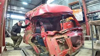 MERCEDES CAB REPAIR AFTER A HARD ACCIDENT. TRUCK BODY REPAIR