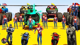 GTA V Spiderman And SuperHeroes Gameplay New Crazy Epic Ramp Challenge on Bikes Cars and Boats