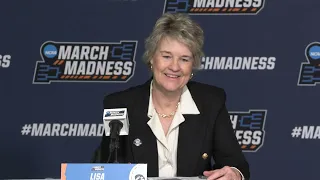 Iowa women's basketball coach Lisa Bluder discusses win over West Virginia in press conference