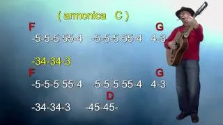 nº154 San Francisco ( Scott  Mckenzie ) tabl. armonica  G-C + Chords Mundharmonika