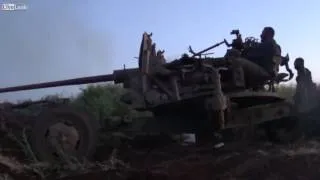 Syrian Rebels Use A Captured 57mm Anti Aircraft Gun To Fire At Syrian Army Units m