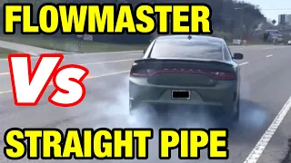 Dodge Charger Scat Pack 6.4L HEMI V8: FLOWMASTER OUTLAWS Vs STRAIGHT PIPE!