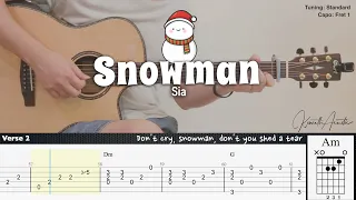 Snowman - Sia | Fingerstyle Guitar | TAB + Chords + Lyrics