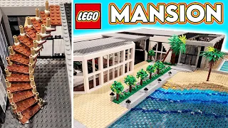 LEGO Mansion Second Floor, Curved Stairs, Unique Walls,  & Landscaping Improvements!