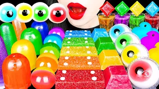 ASMR RAINBOW DESSERTS 신기한 무지개 디저트 RAINBOW DRINKS EYEBALL GUMMY KOHAKUTO MARSHMALLOW EATING MUKBANG먹방