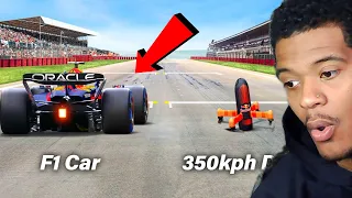 World's Fastest Camera Drone Vs F1 Car (ft. Max Verstappen) Reaction