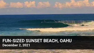 Hawaiians rip fun-sized Sunset Beach, Oahu on December 2, 2021