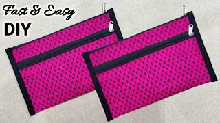 SUPER EASY!! Purse Bag with Zippers - Step by Step | How to make purse from old cloth | Pouch making