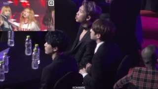 170222 BTS(방탄소년단) reaction to BLACKPINK(블랙핑크) Whistle + Play With Fire @GaonChartAwards2016