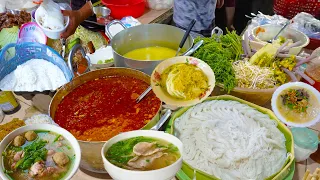 Cambodian Popular Street Food - Nom Banhjok (Rice Noodle), Noodle Soup, & Pork Porridge