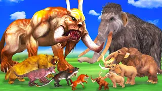 Woolly Mammoth Mastodon Vs Saber Tooth Tiger Attack Baby Mammoth Prehistoric Mammals Ice Age Animals