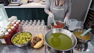 fresh fruit juice (tomato, green grape, kiwi) / korean street food