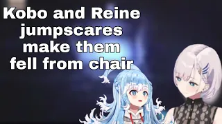 Kobo and Reine jumpscares make them fell from chair [Pavolia Reine] [Kobo Kanaeru]
