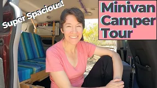 Tour this Super Spacious Minivan Camper Van Build! Minimalistic, clean. Chrysler Pacifica conversion