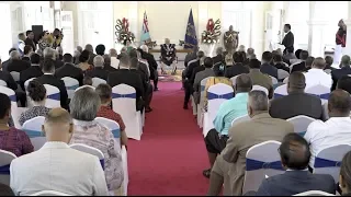 Fijian President Major-General (Ret'd) Jioji Konusi Konrote officiates the Investiture Ceremony