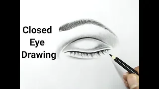 How to draw a closed eye drawing easy step by step tutorial for beginners with pencil Basic drawing