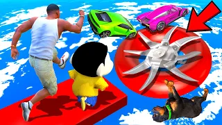 SHINCHAN AND FRANKLIN TRIED THE IMPOSSIBLE BLENDER BLADE CAR PARKOUR CHALLENGE GTA 5