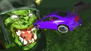 BeamNG.drive - Cars Jumping into Mouth of GOBLIN
