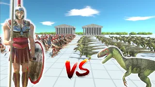 50 Spartans Warrior VS 50 Deinonychus Dinosaurs - Animal Revolt Battle Simulator