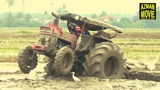 TRACTOR MASSEY FERGUSON 185 TAYAR BESAR MERATAKAN TANAH SAWAH PADI