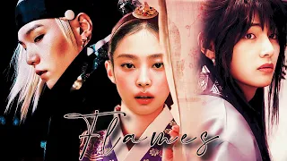 taehyung ⚬ jennie ⚬ yoongi - flames (royalty au) 1/3