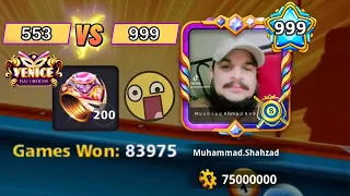 Level 999 Venice 200 Ring 🤯 999 VS 553 Epic Game on Venice 150M Coins 8 ball pool