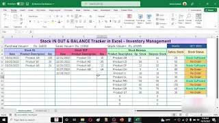 Inventory Control Template in Excel (Stock In Out Balance and Re Order)