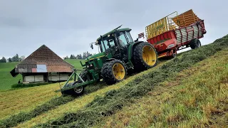 It's going downhill | Grass Silage | Pöttinger Euroboss and John Deere 6210 | Krone Swadro TC 640