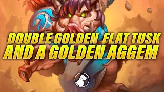 Double Golden Flat Tusk with a Golden Aggem, a Ridiculous Game | Dogdog Hearthstone Battlegrounds