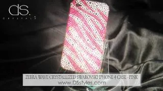 Zebra Wave Crystallized Swarovski iPhone 4 Case - Pink  from dsstyles.com